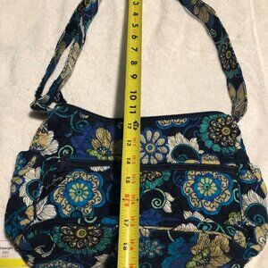 Vera Bradley Mod Floral Print Hand Bag Shoulder Bag Blue Cream Retired 2007